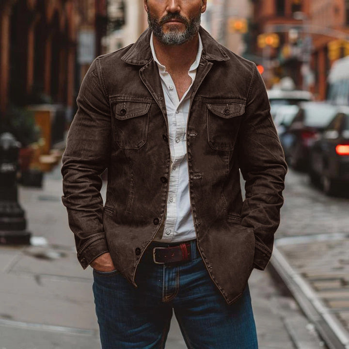 Bernard | Men's Washed Denim Jacket with Multi-Pocket
