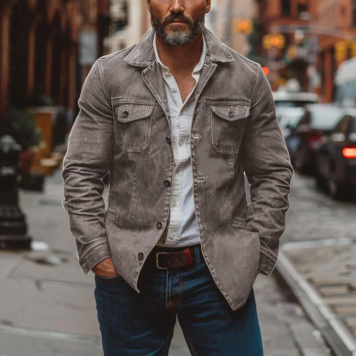 Bernard | Men's Washed Denim Jacket with Multi-Pocket
