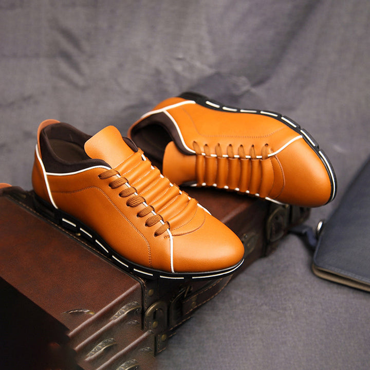 Carter | Men’s Leather Lace-Up Sneakers with Contrast Trim