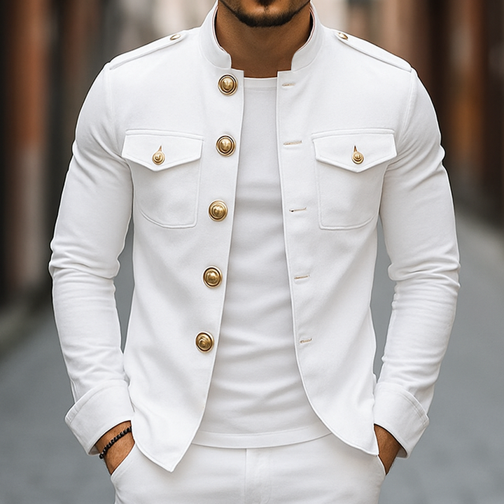 Victor | Men's Vintage Large Buttons Jacket with Stand Collar