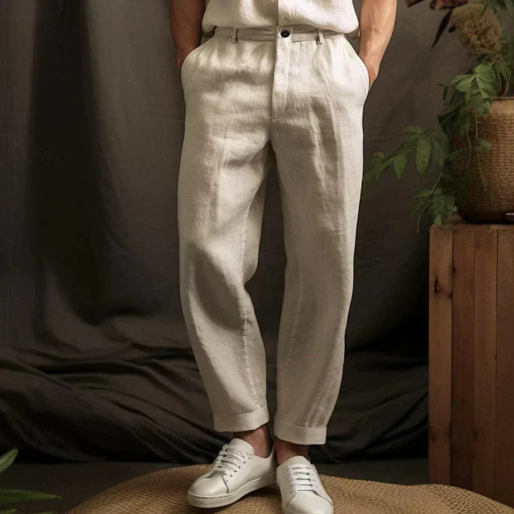 Ulric | Men’s Linen Trouser with Folded Hem