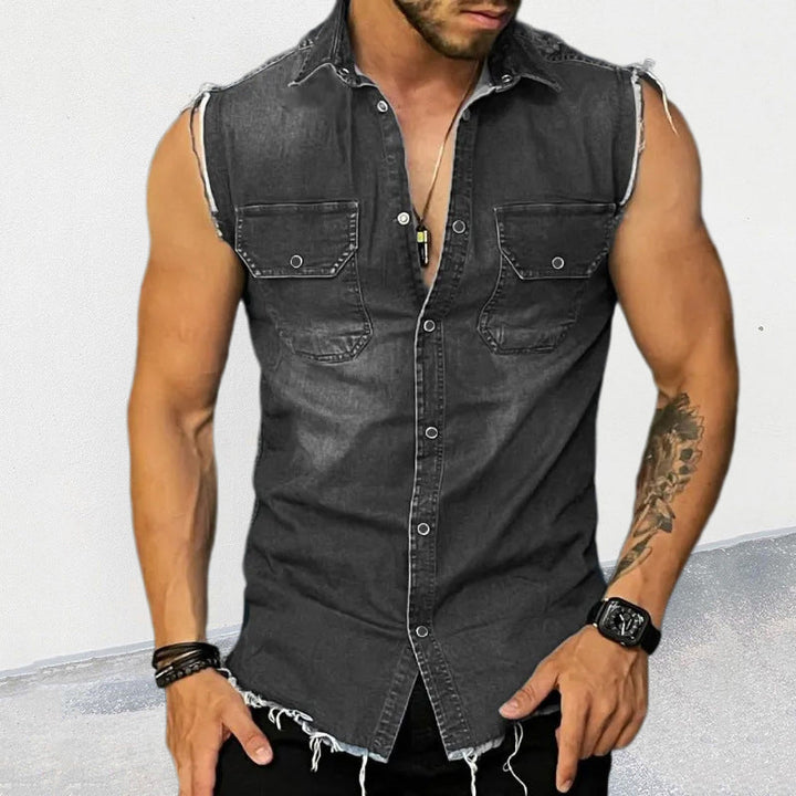 Clyde | Men’s Buttoned Sleeveless Denim Shirt with Collar