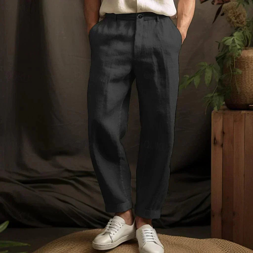 Ulric | Men’s Linen Trouser with Folded Hem