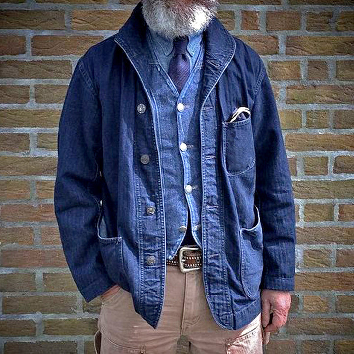 Gareth | Men’s Vintage Denim Jacket with Multi-Pocket