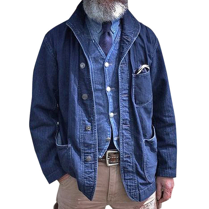Gareth | Men’s Vintage Denim Jacket with Multi-Pocket