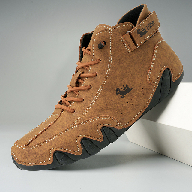 Vance | Men’s Lace Up Ankle Leather Shoes with Side Buckle
