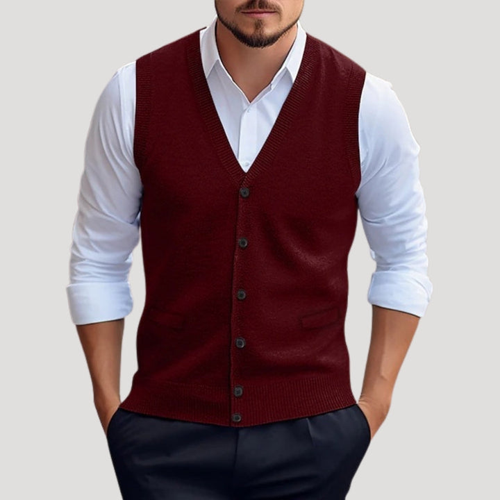 Orson | Men’s Knitted V-Neck Vest with Button Up