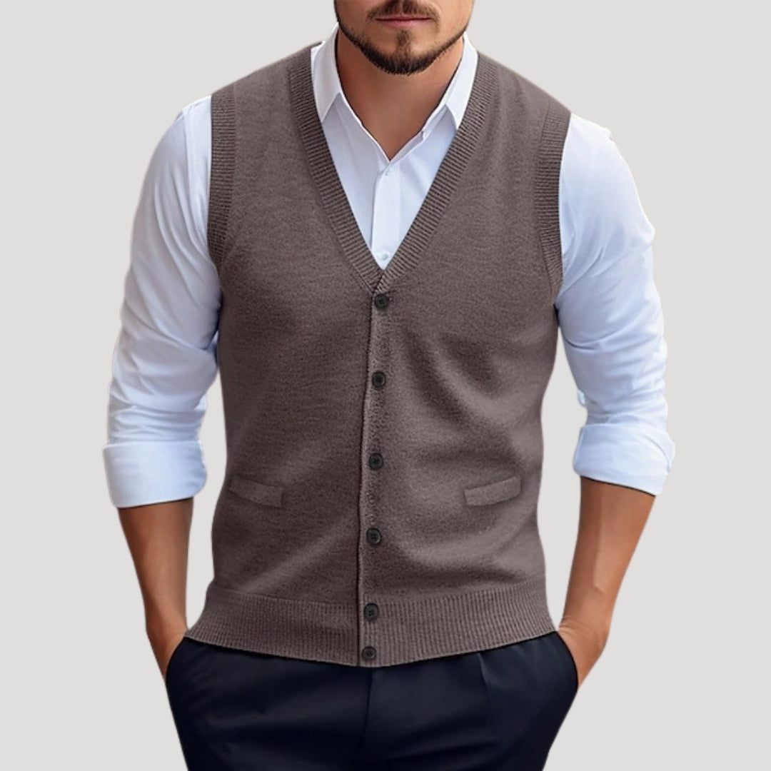 Orson | Men’s Knitted V-Neck Vest with Button Up
