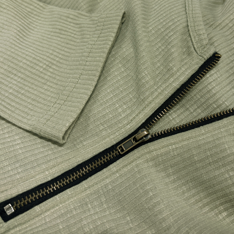 Elias | Men’s Ribbed Long Sleeve Shirt with Quarter Zip