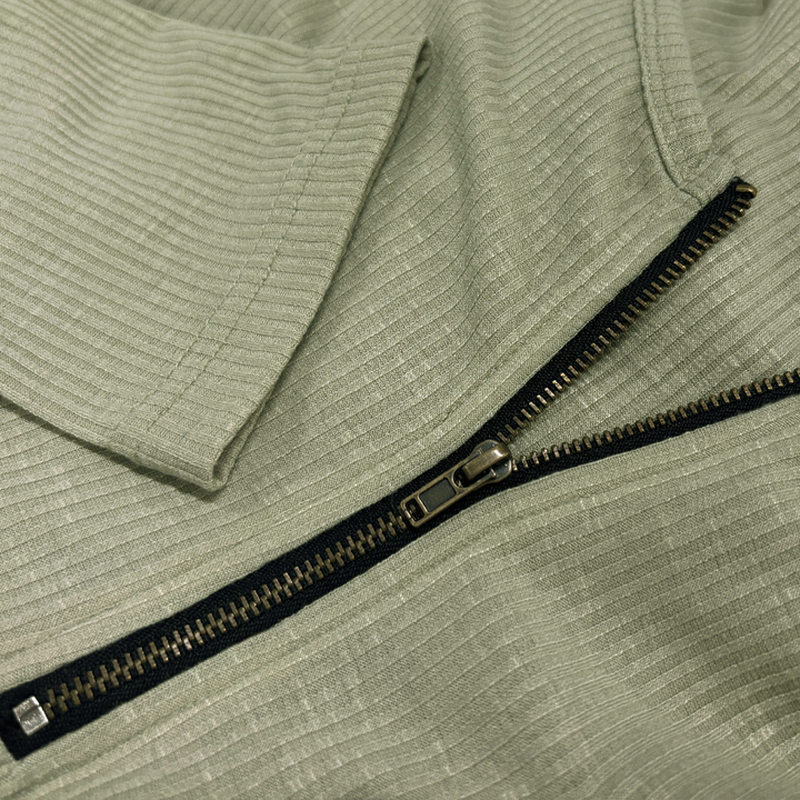 Elias | Men’s Ribbed Long Sleeve Shirt with Quarter Zip