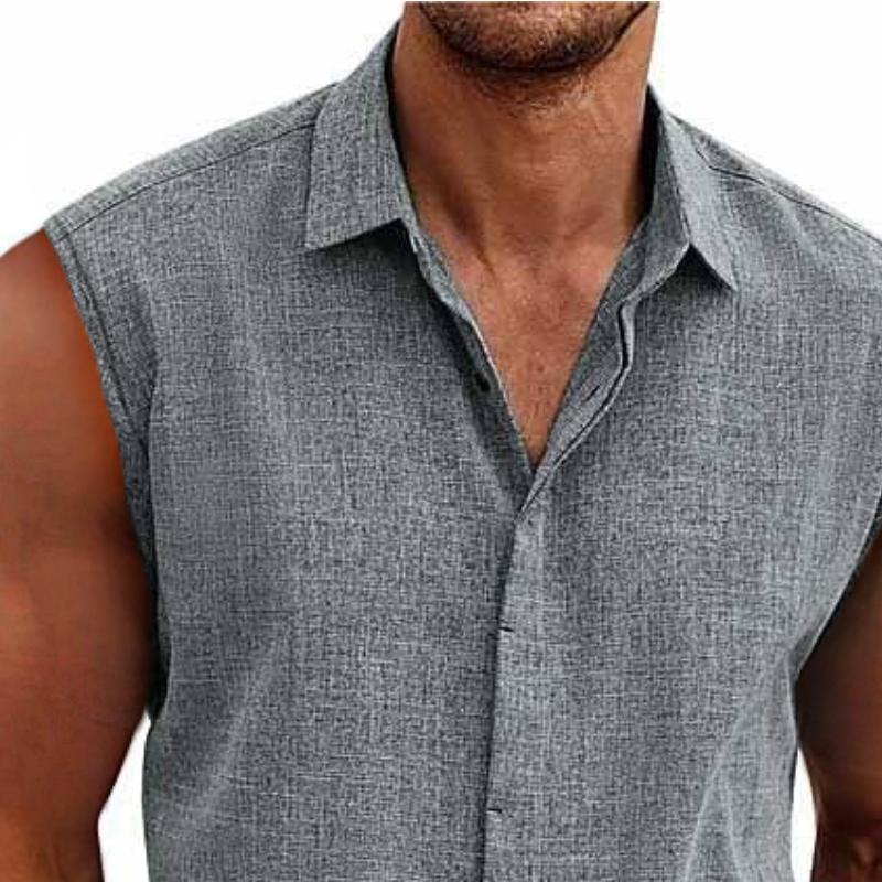 Alden | Men’s Sleeveless Linen Shirt with Collar