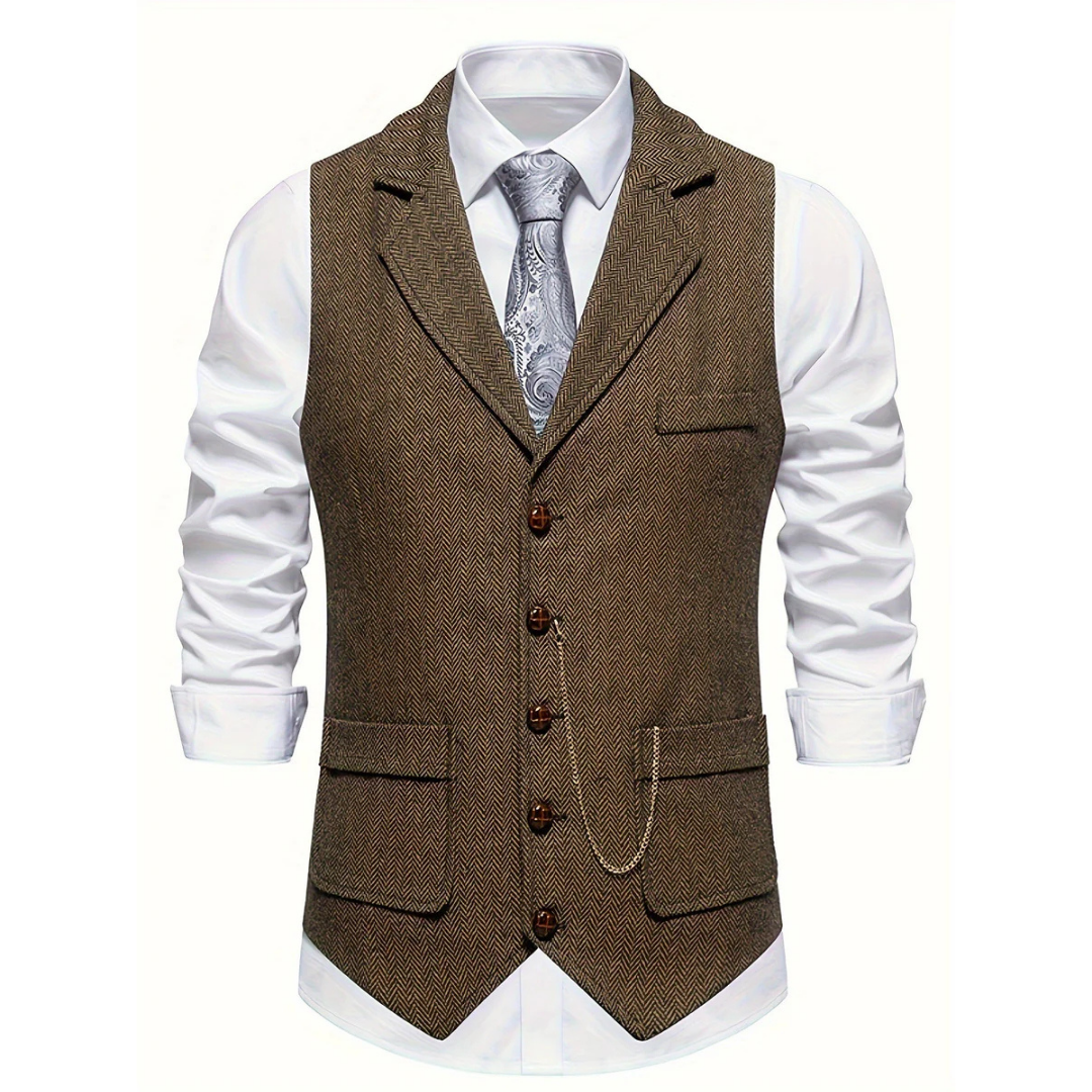 Corwin | Men’s Slim Fit Herringbone Waistcoat with Pockets