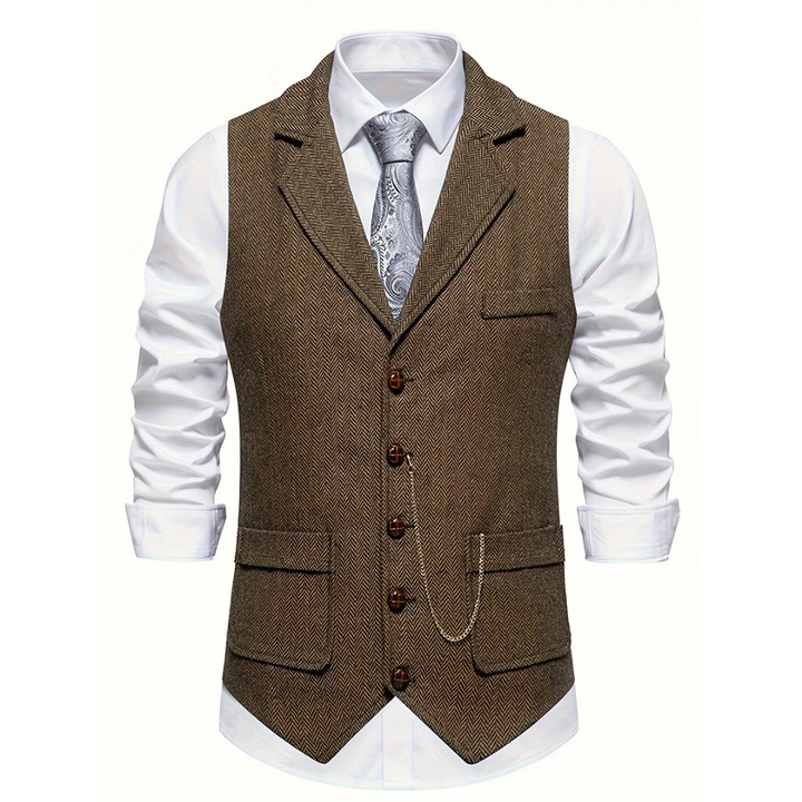 Corwin | Men’s Slim Fit Herringbone Waistcoat with Pockets