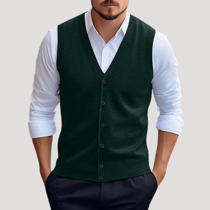 Orson | Men’s Knitted V-Neck Vest with Button Up