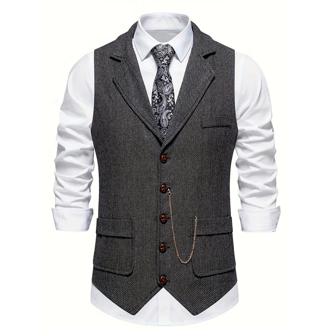 Corwin | Men’s Slim Fit Herringbone Waistcoat with Pockets