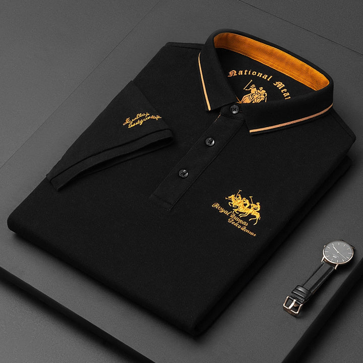 Iver | Men’s Knit Polo Shirt with Revere Collar and Embroidered