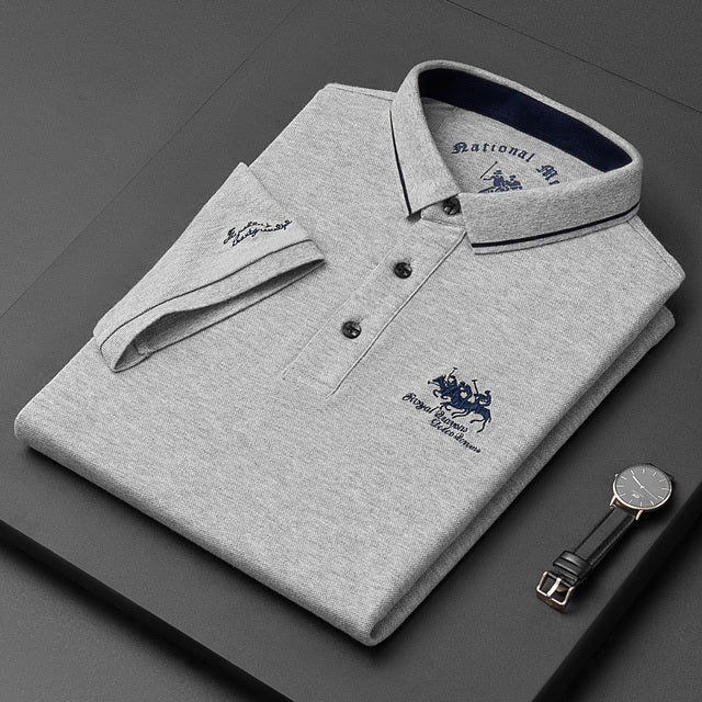 Iver | Men’s Knit Polo Shirt with Revere Collar and Embroidered