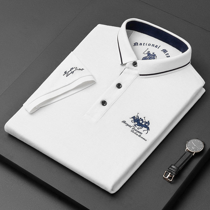 Iver | Men’s Knit Polo Shirt with Revere Collar and Embroidered