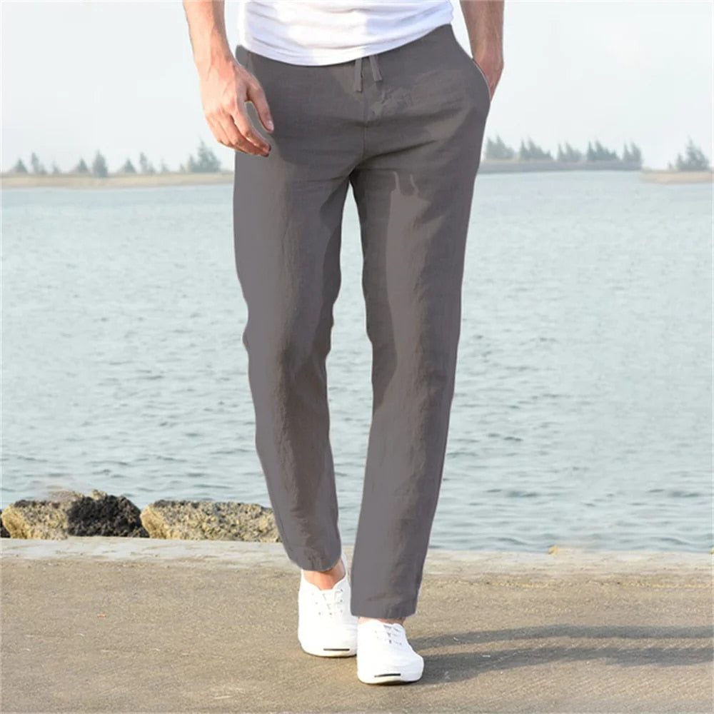 Orson | Men’s Straight Leg Linen Pants with Drawstring