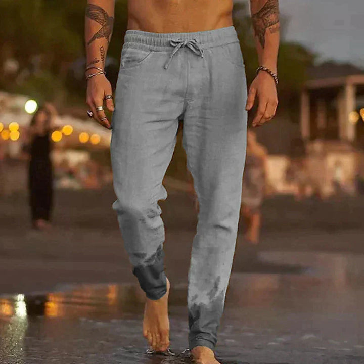 Theron | Men’s Slim Fit Linen Pants with Drawstring and Elastic Waist