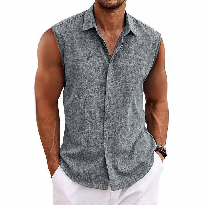 Alden | Men’s Sleeveless Linen Shirt with Collar