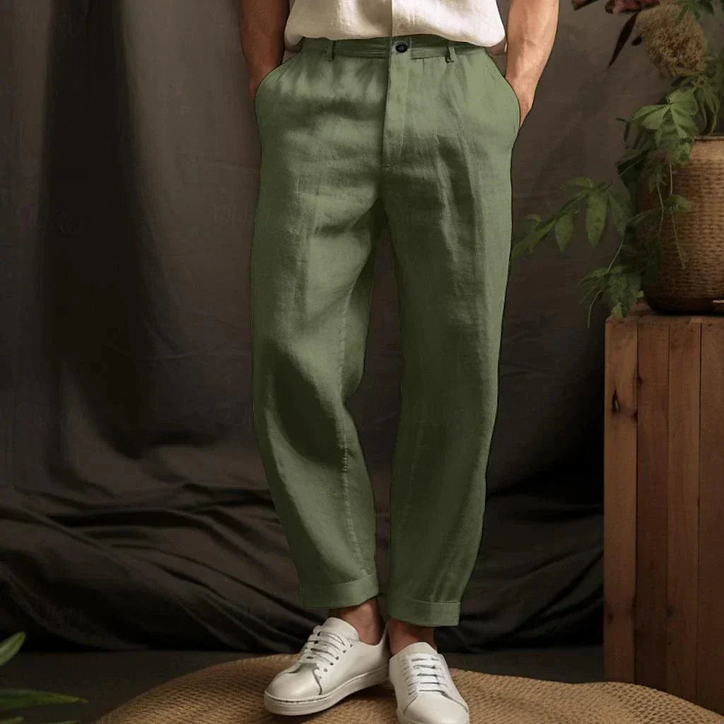 Ulric | Men’s Linen Trouser with Folded Hem