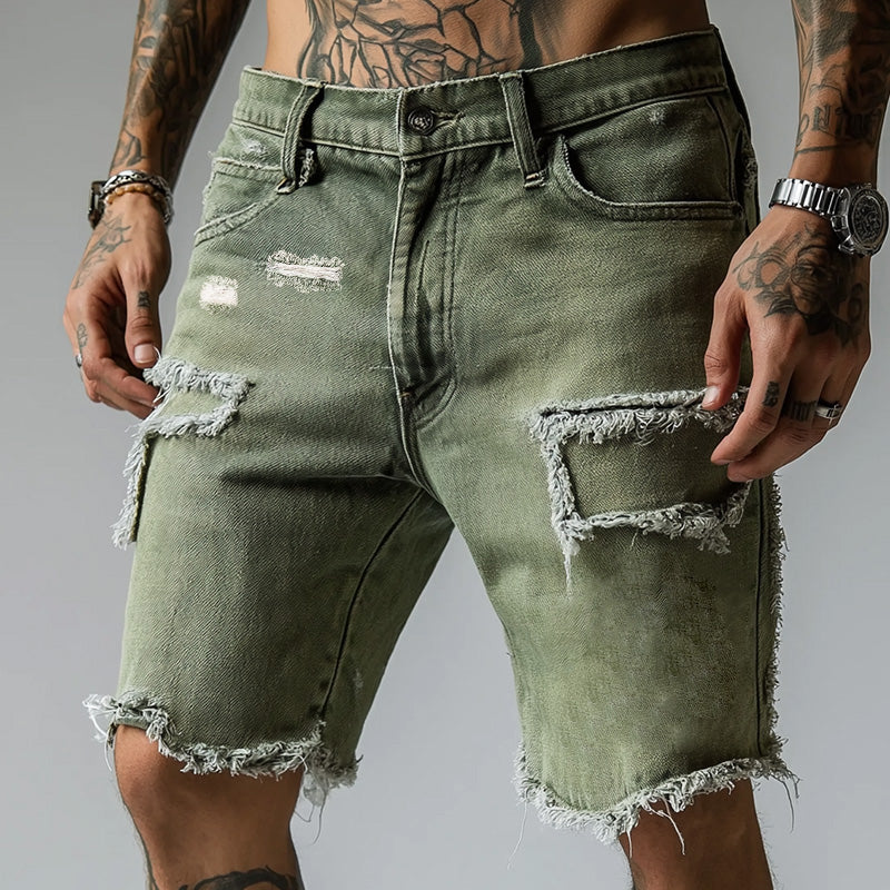 Kellan | Men’s Brushed Ripped Style Denim Shorts