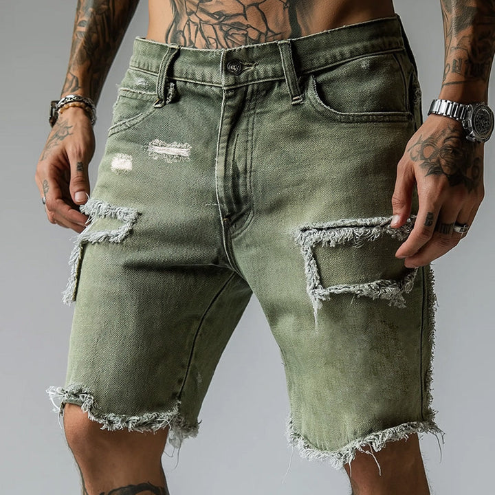 Kellan | Men’s Brushed Ripped Style Denim Shorts