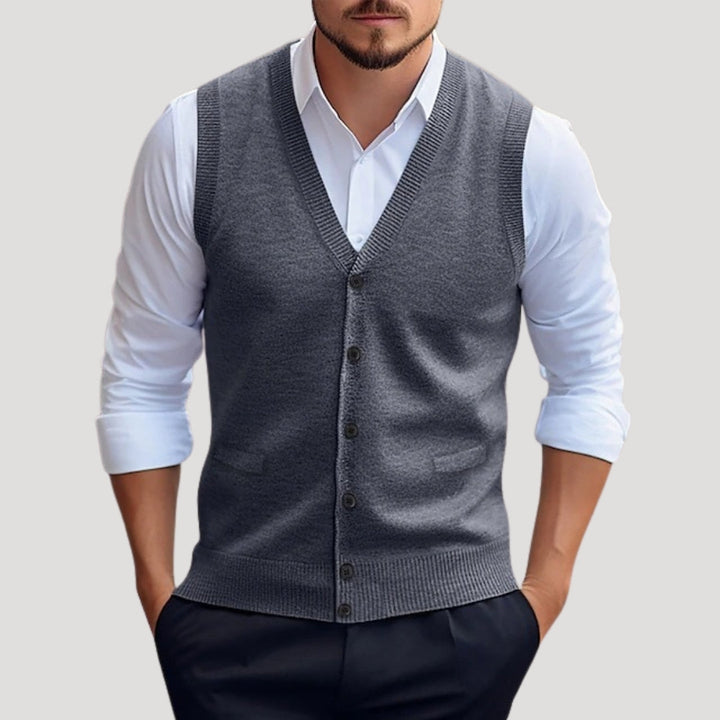 Orson | Men’s Knitted V-Neck Vest with Button Up