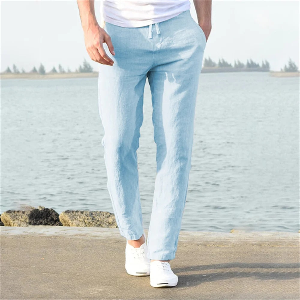 Orson | Men’s Straight Leg Linen Pants with Drawstring