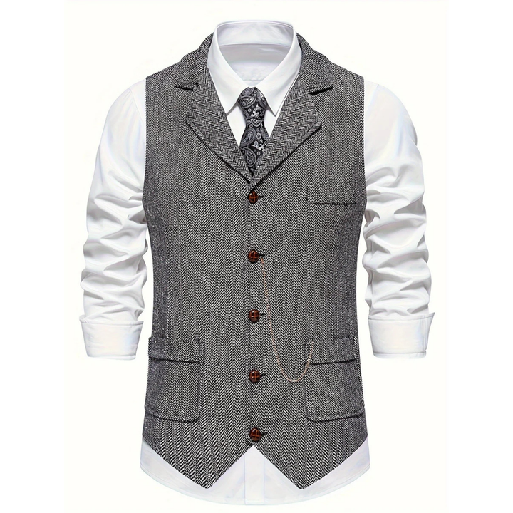 Corwin | Men’s Slim Fit Herringbone Waistcoat with Pockets