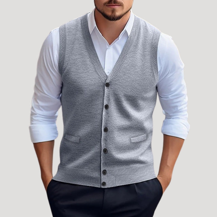 Orson | Men’s Knitted V-Neck Vest with Button Up