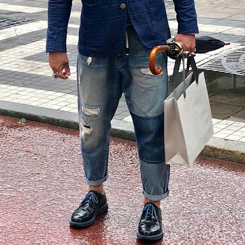 Jace | Men’s Vintage Washed Jeans with Patchwork Style