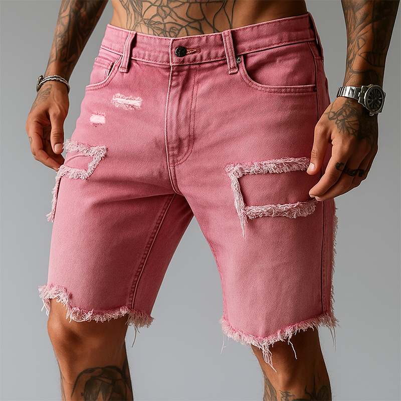 Kellan | Men’s Brushed Ripped Style Denim Shorts