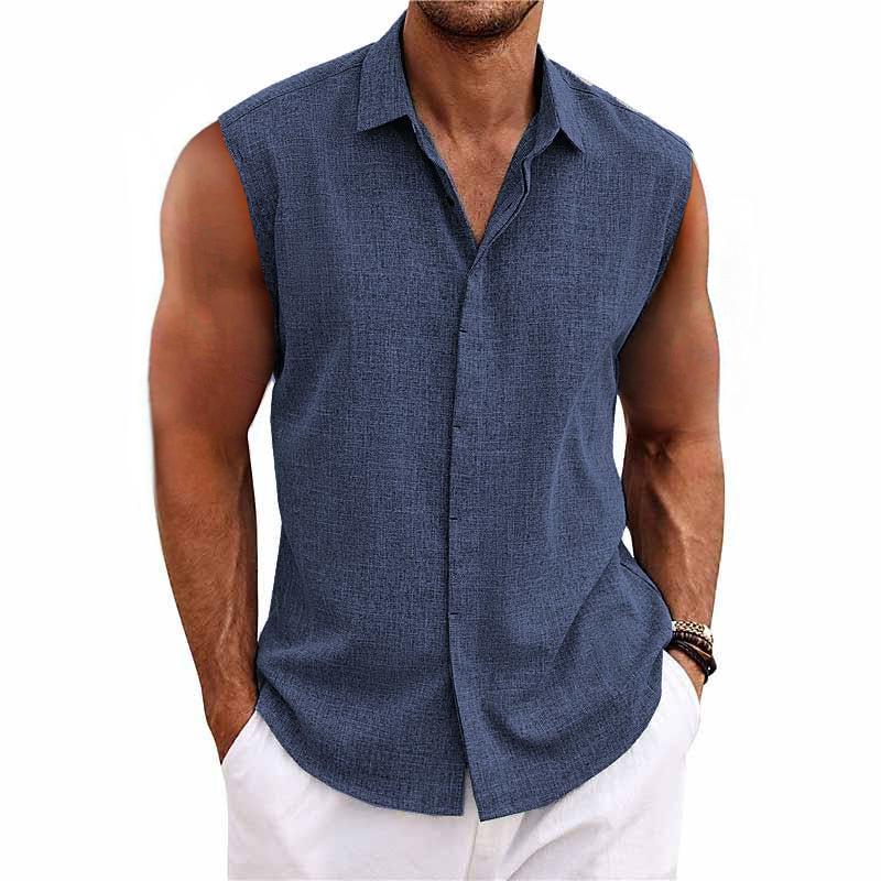Alden | Men’s Sleeveless Linen Shirt with Collar