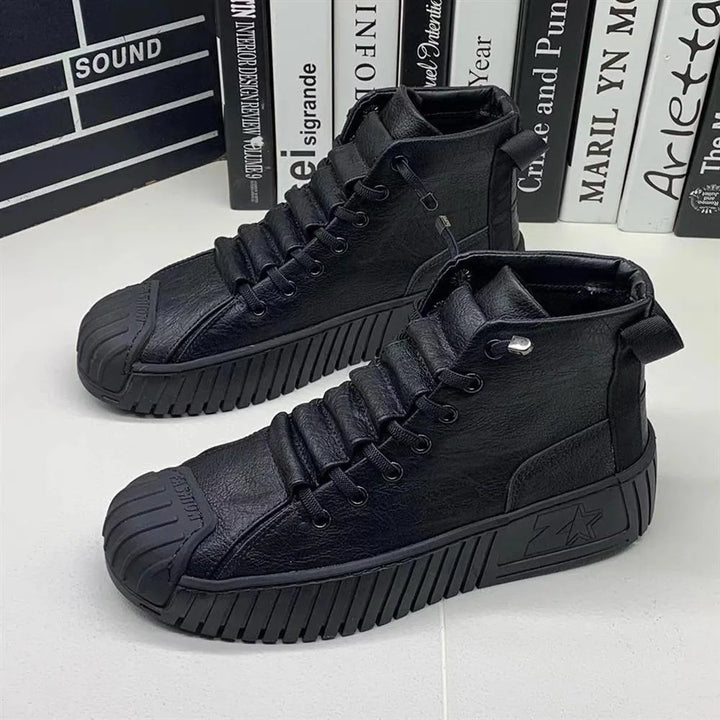 Hudson | Men’s High-Top Sneakers with Rubber Sole and Pull Tab