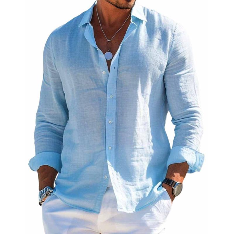 Marco | Men's Button Up Linen Shirt with Long Sleeve