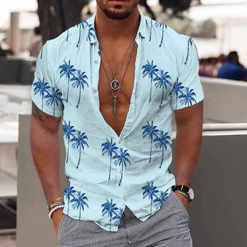 Jorvik | Men’s Tropical Short-Sleeve Linen Shirt with Buttons