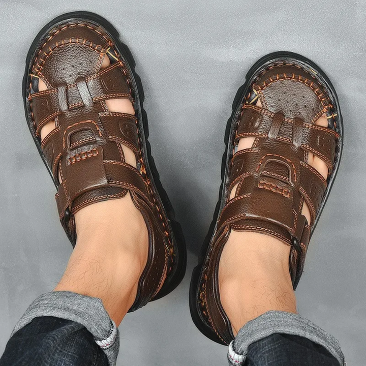Milo | Men’s Stitched Leather Strap Open Toe Sandals