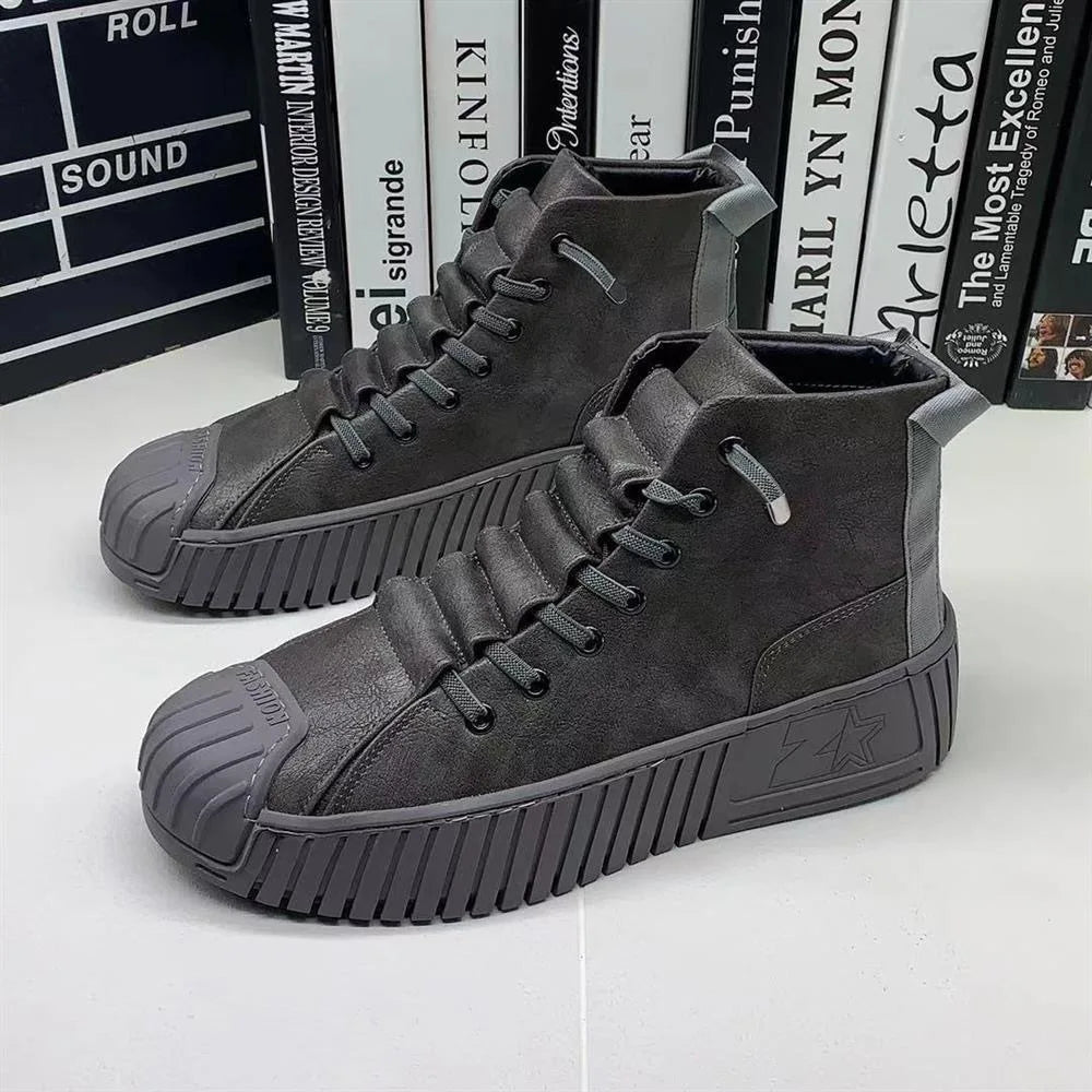 Hudson | Men’s High-Top Sneakers with Rubber Sole and Pull Tab