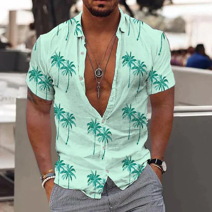 Jorvik | Men’s Tropical Short-Sleeve Linen Shirt with Buttons