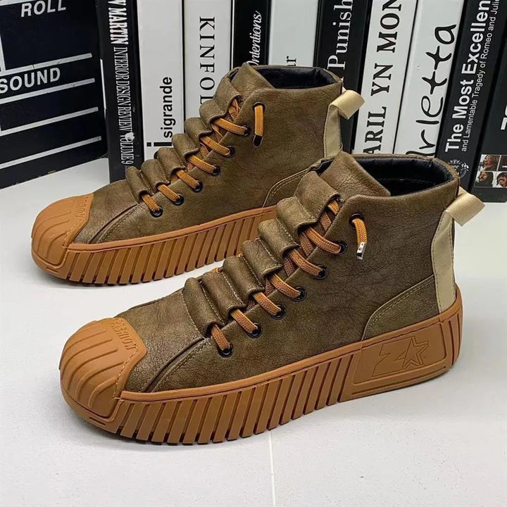 Hudson | Men’s High-Top Sneakers with Rubber Sole and Pull Tab