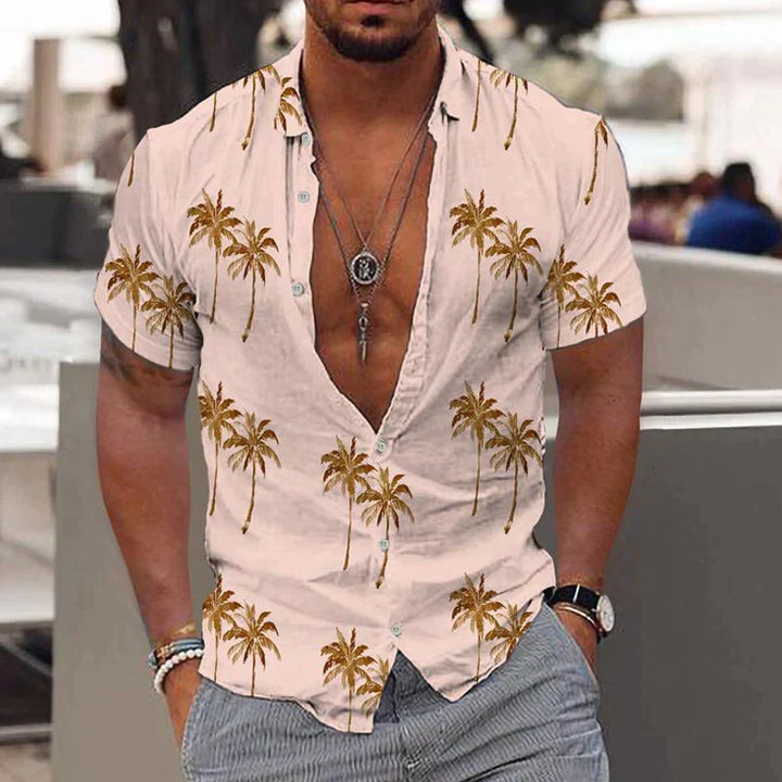 Jorvik | Men’s Tropical Short-Sleeve Linen Shirt with Buttons