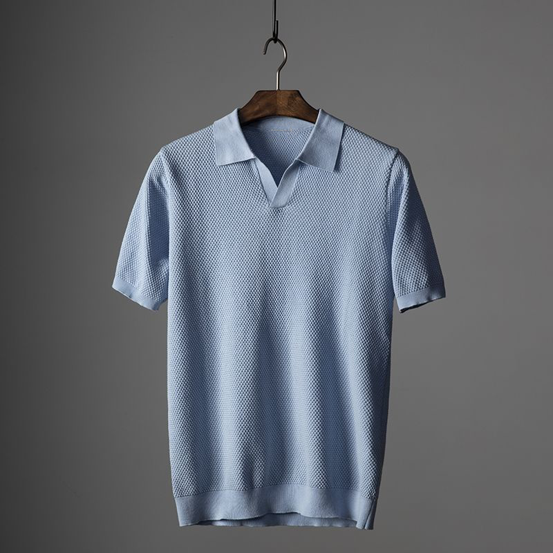 Nolan | Men’s Knit Polo Shirt with V-Neck