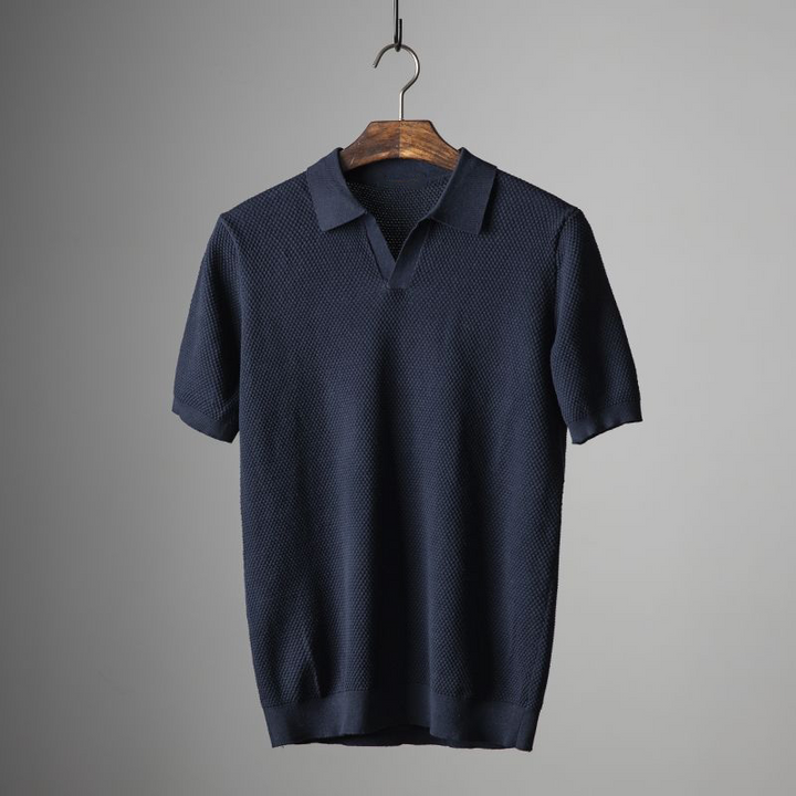 Nolan | Men’s Knit Polo Shirt with V-Neck