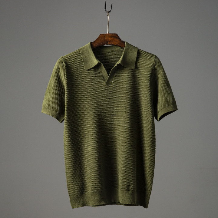 Nolan | Men’s Knit Polo Shirt with V-Neck