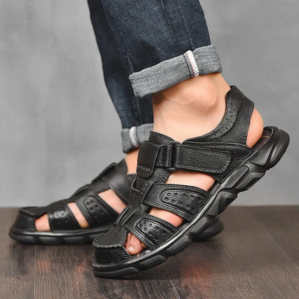 Milo | Men’s Stitched Leather Strap Open Toe Sandals