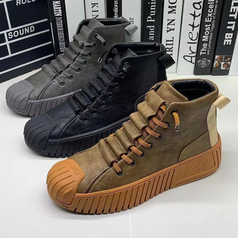 Hudson | Men’s High-Top Sneakers with Rubber Sole and Pull Tab