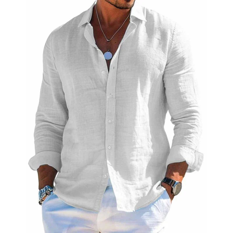 Marco | Men's Button Up Linen Shirt with Long Sleeve