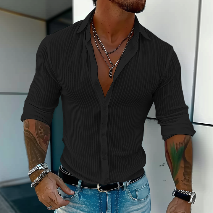 Vince | Men's Striped Pattern Long Sleeve Shirt with Buttons